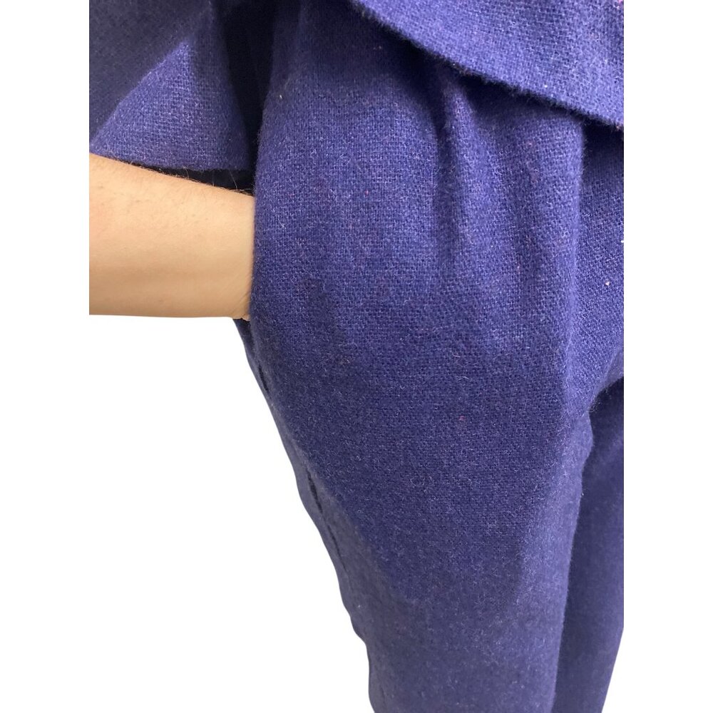 Vintage Handmade Purple Knit Two-Piece Set With Floral Brooch Detail - Picture 9 of 15